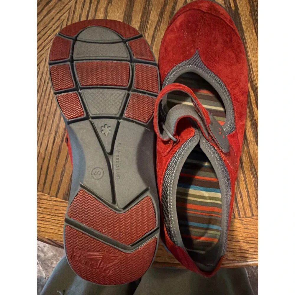 Dansko red suede Mary Jane flats